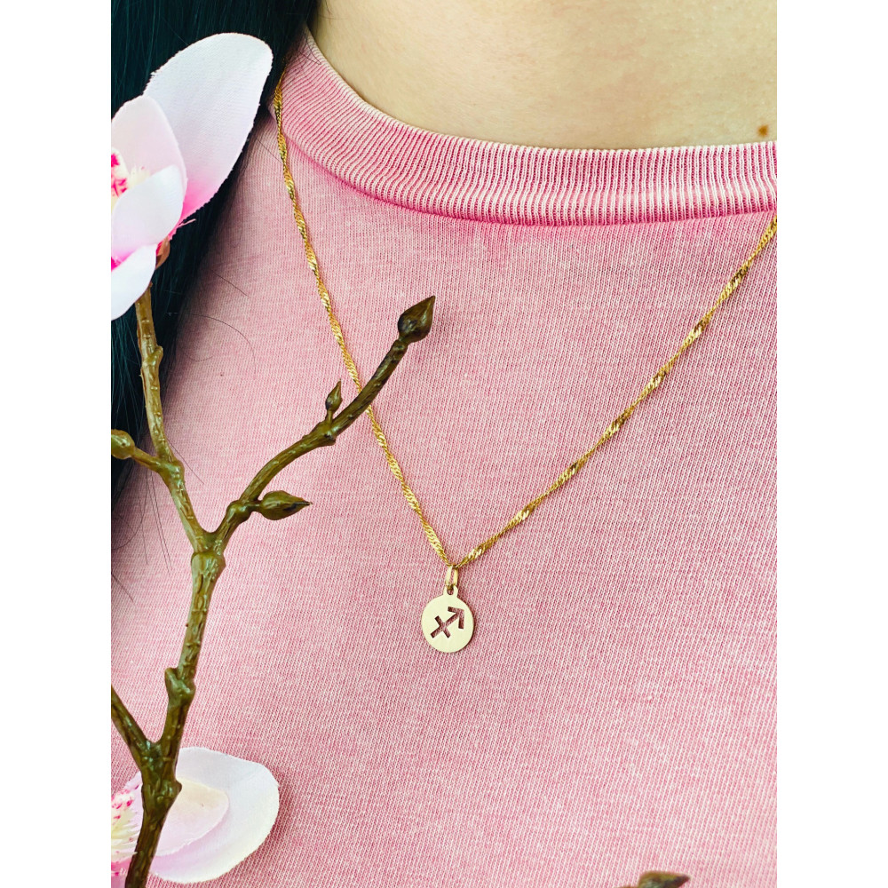 Złoty wisiorek zawieszka znak zodiaku strzelec