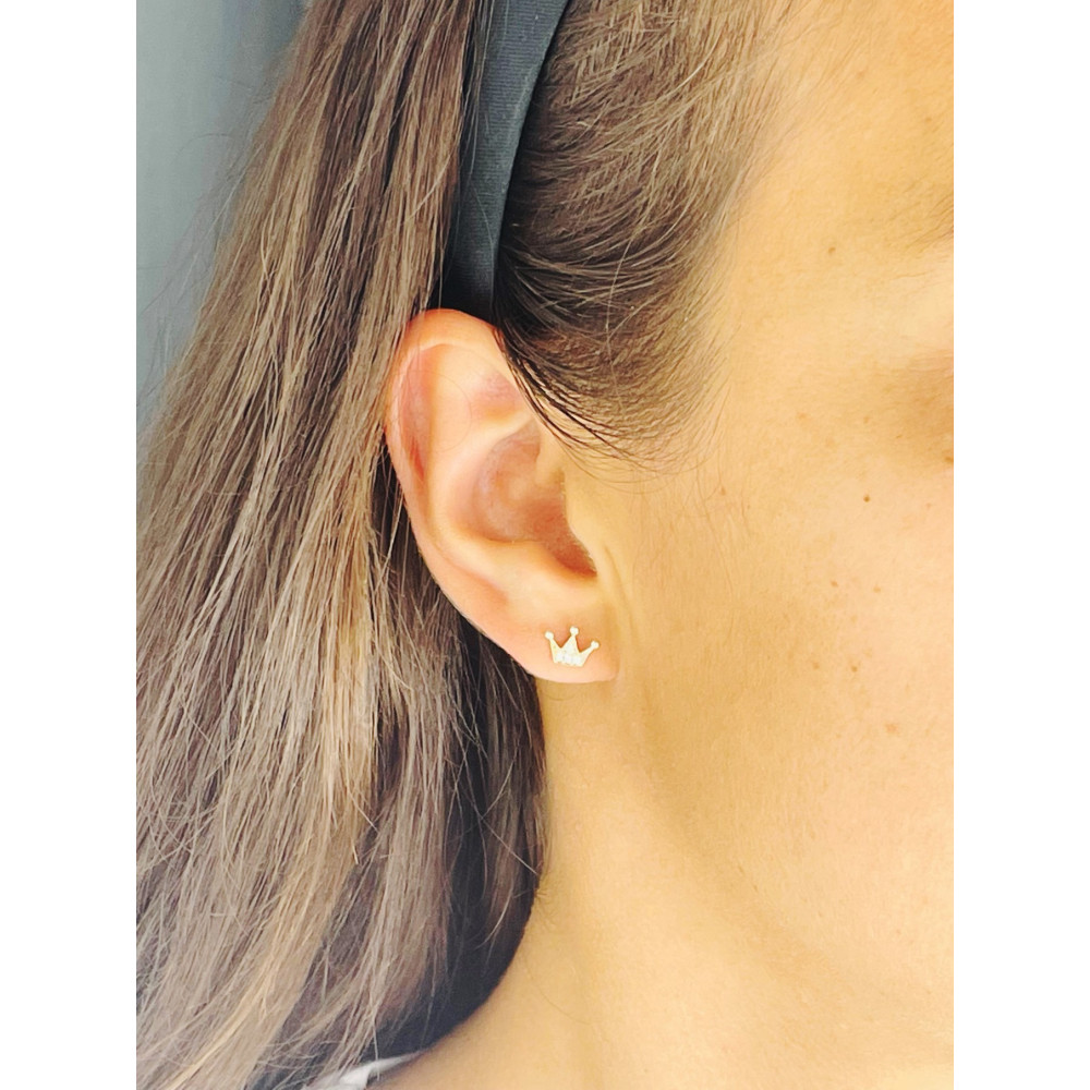 Prinzessinnenkrone Ohrringe Ohrhänger Ohrstecker Ohrschmuck Gelbgold Paar