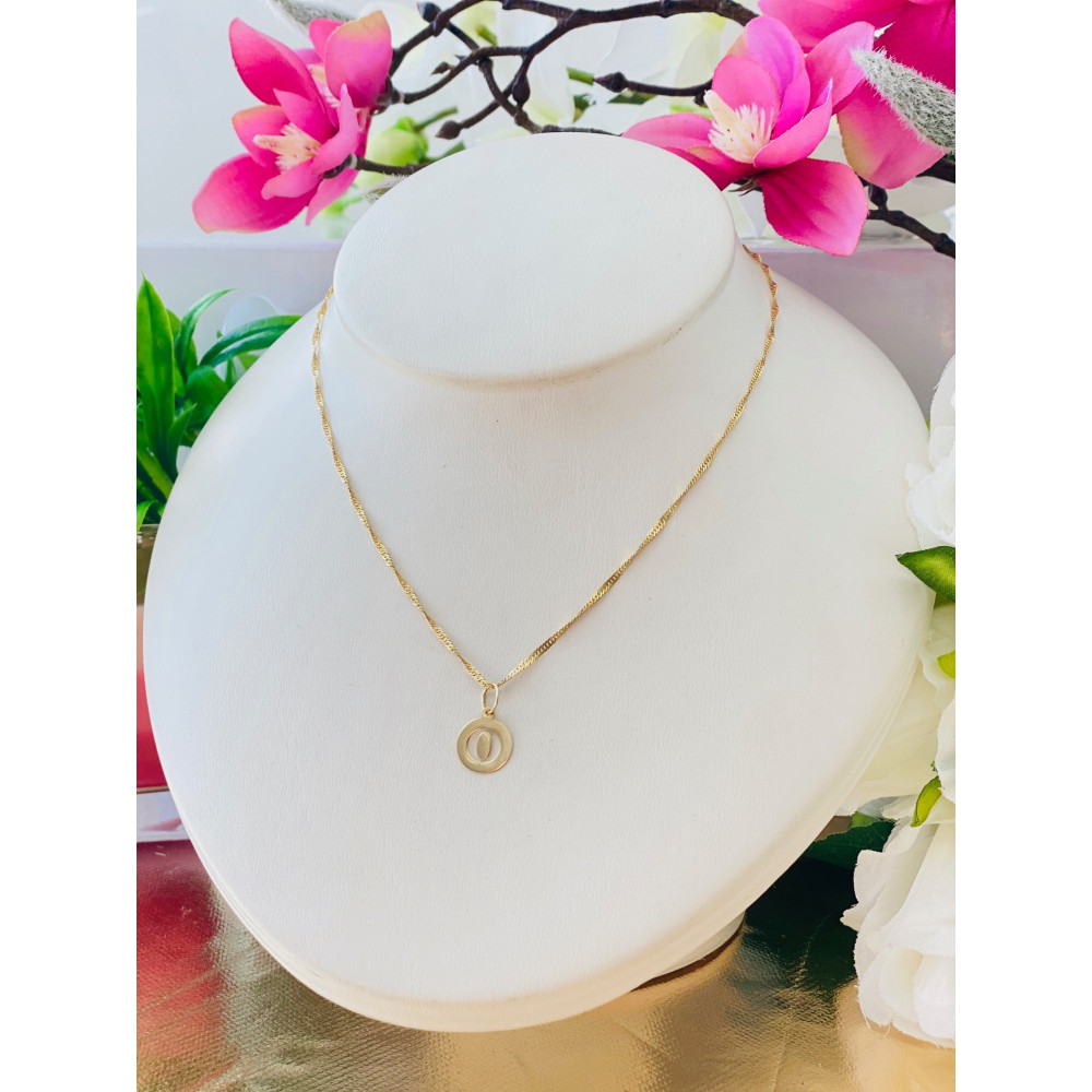 Złoty wisiorek zawieszka literka O kółko