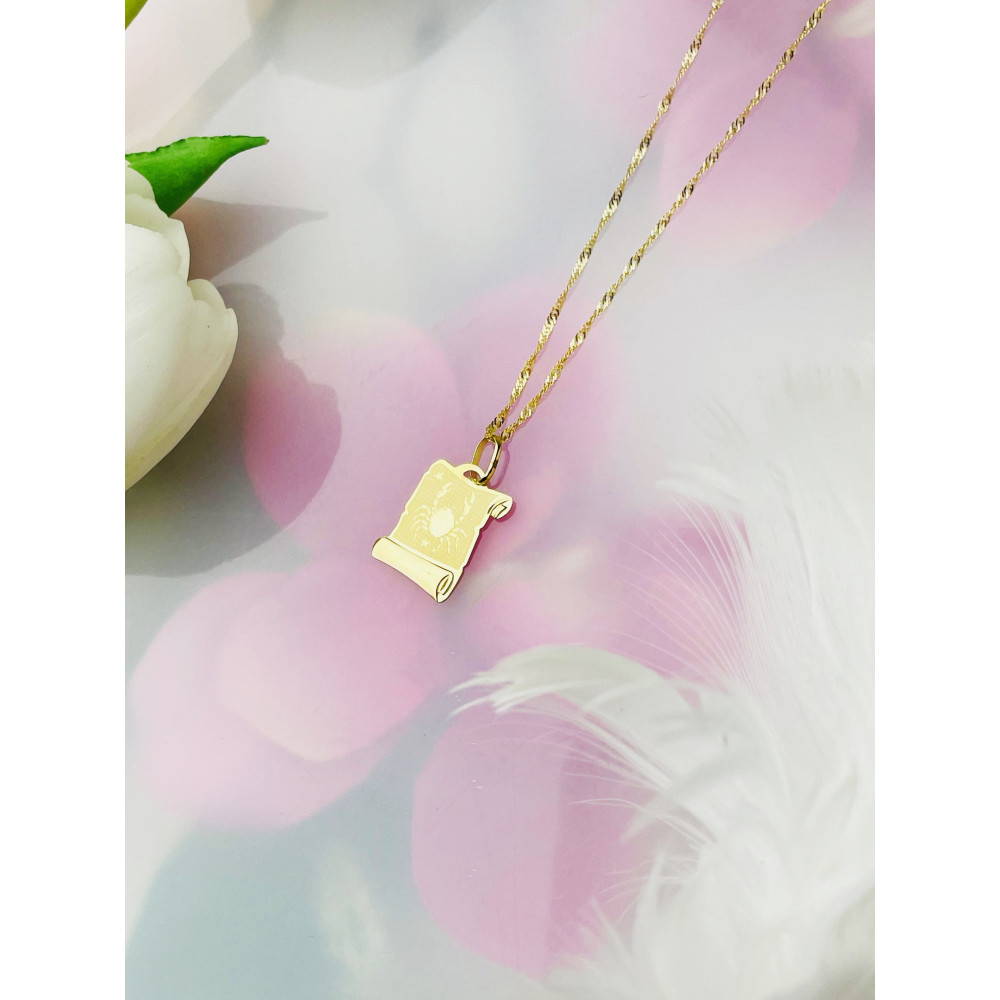 Złoty wisiorek zawieszka papirus znak zodiaku rak