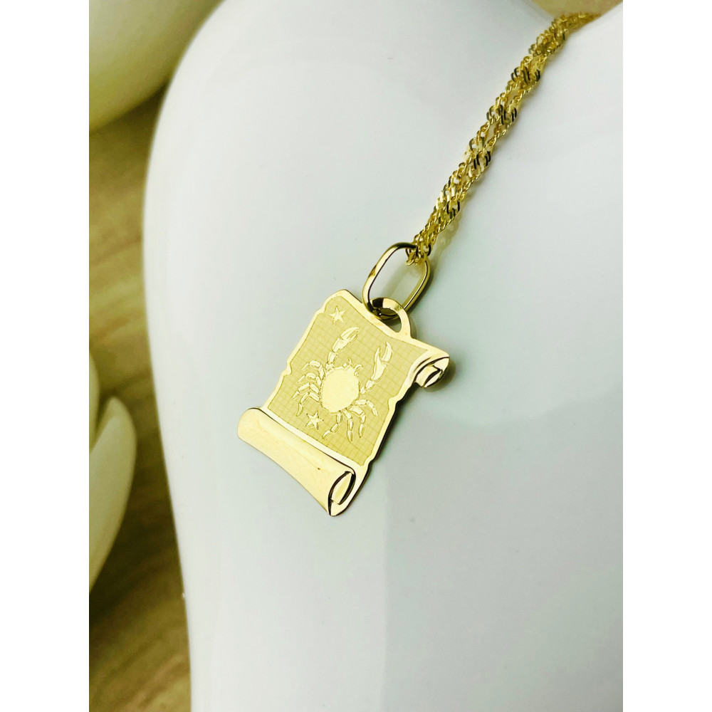 Goldanhänger Gelbgold Papyrus Krebs Sternzeichen Tierkreiszeichen Horoskop Kettenanhänger