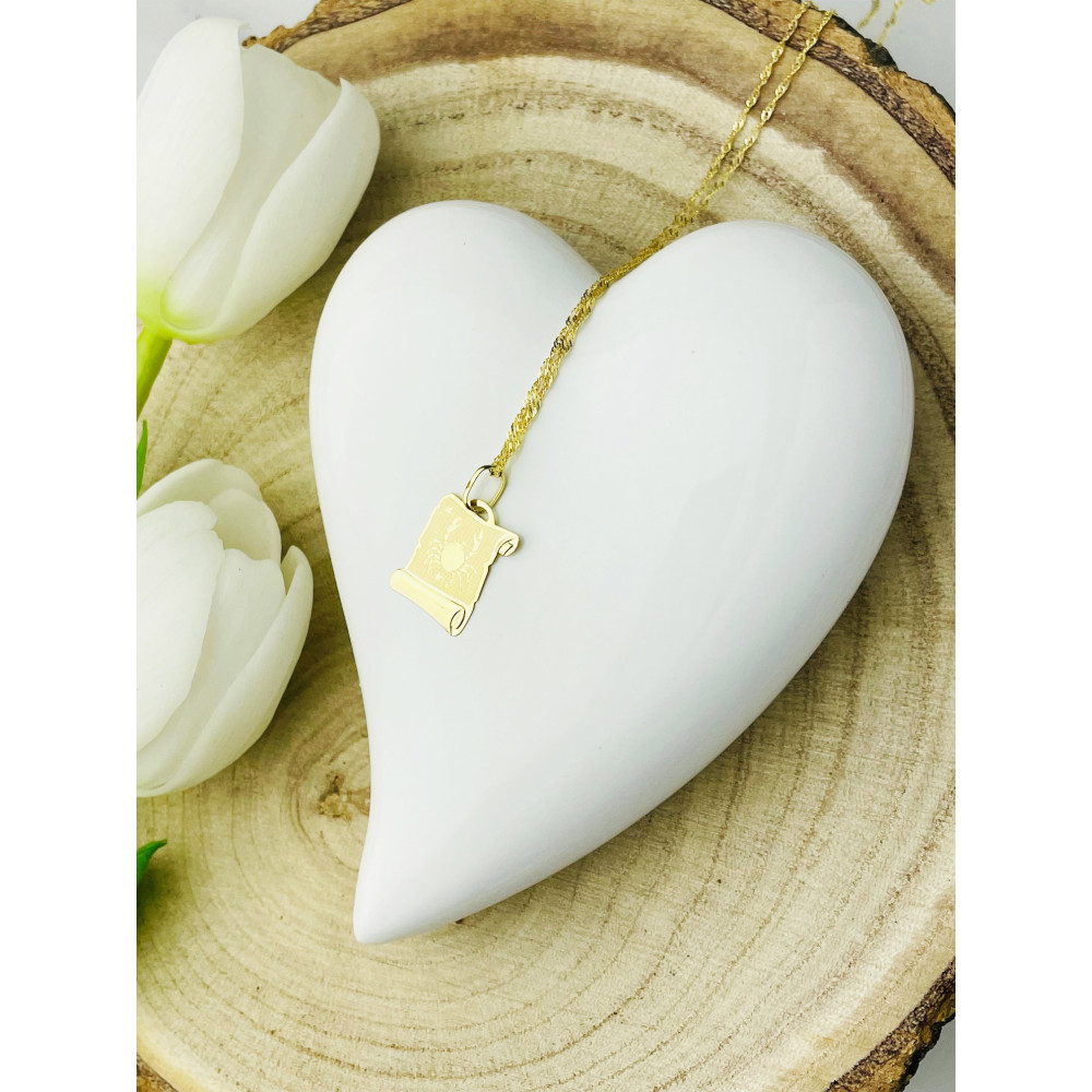 Złoty wisiorek zawieszka papirus znak zodiaku rak