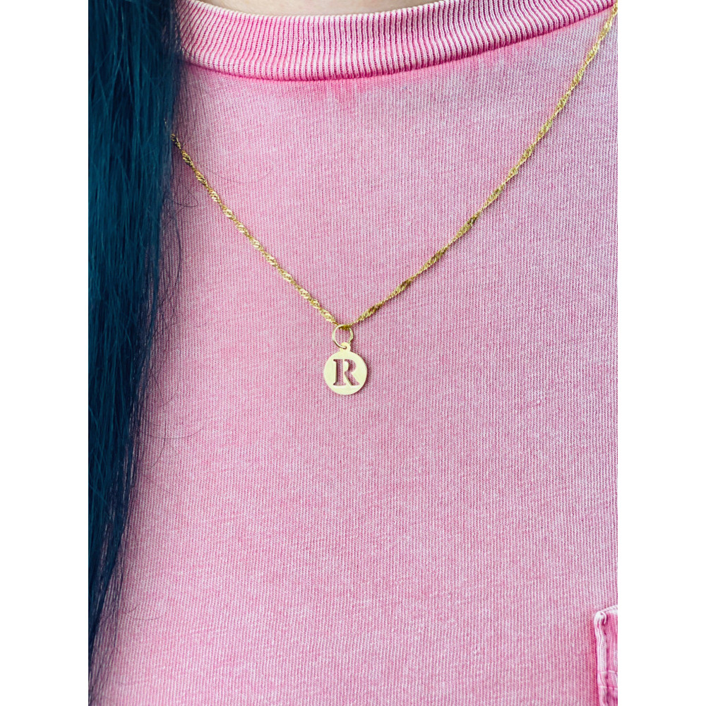 Złoty wisiorek zawieszka literka R