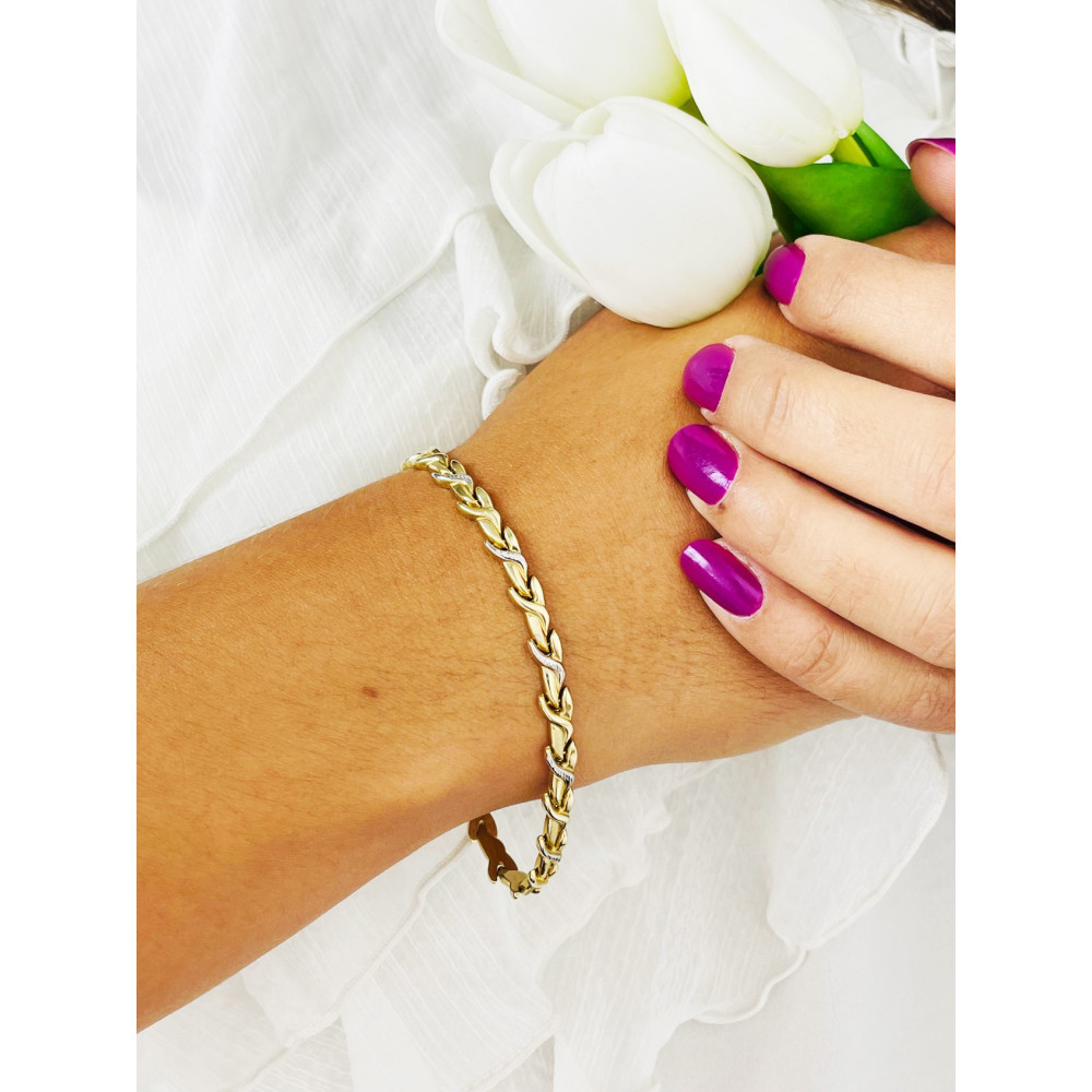 Blätter Damen Goldarmband Armband Armkette Gelbgold 585er 14KT