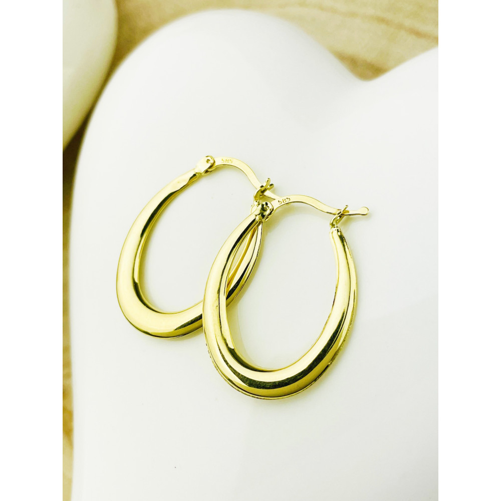 Kreis Creolen Ohrringe Ohrhänger Ohrstecker Ohrschmuck Paar Gelbgold 585er 14KT