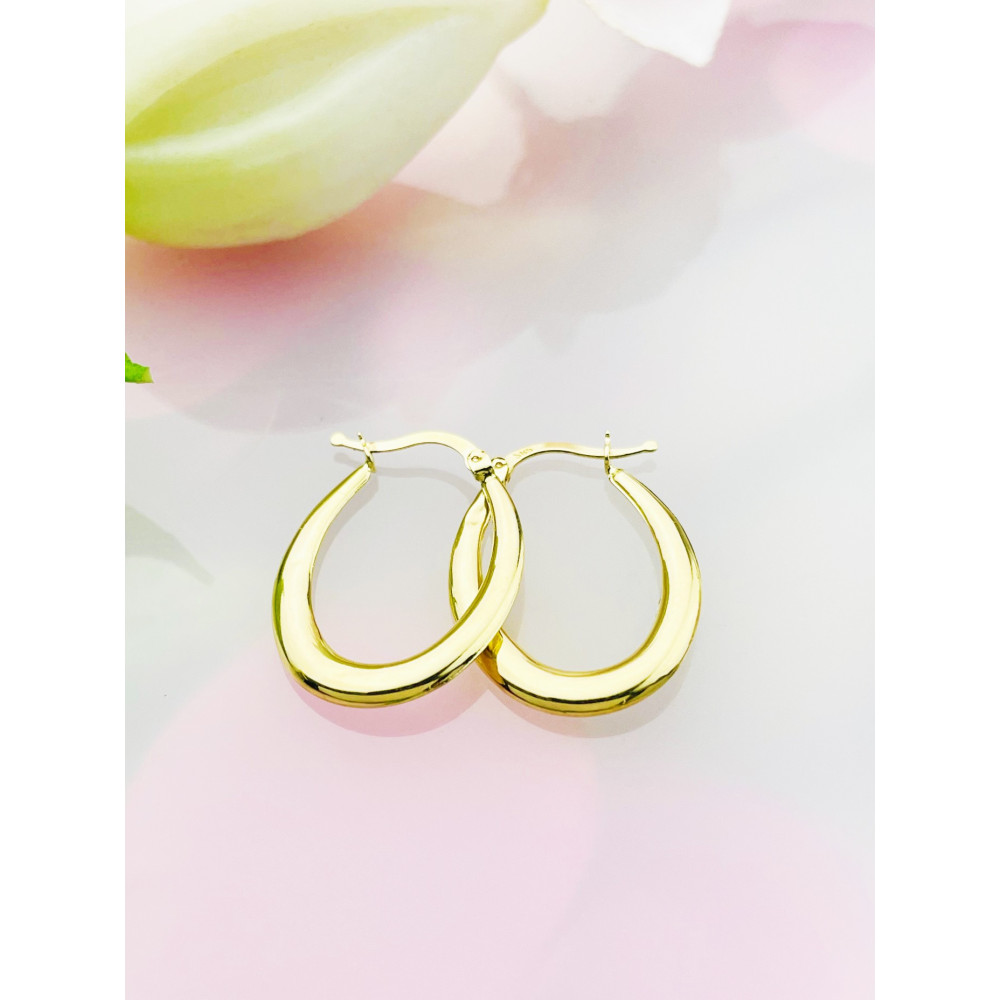 Kreis Creolen Ohrringe Ohrhänger Ohrstecker Ohrschmuck Paar Gelbgold 585er 14KT