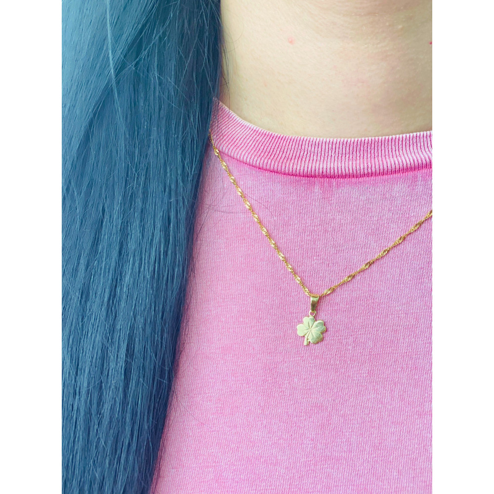 Złoty wisiorek zawieszka koniczyna