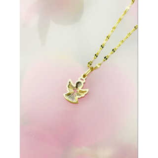 Złoty Medalik Zawieszka Aniołek z Krzyżykiem Chrzest Komunia