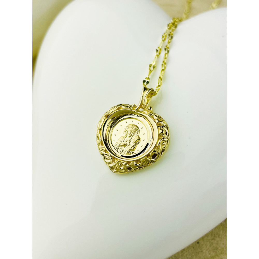 Herz Anhänger Madonna Maria Goldanhänger Erstkommunion 585er 14KT