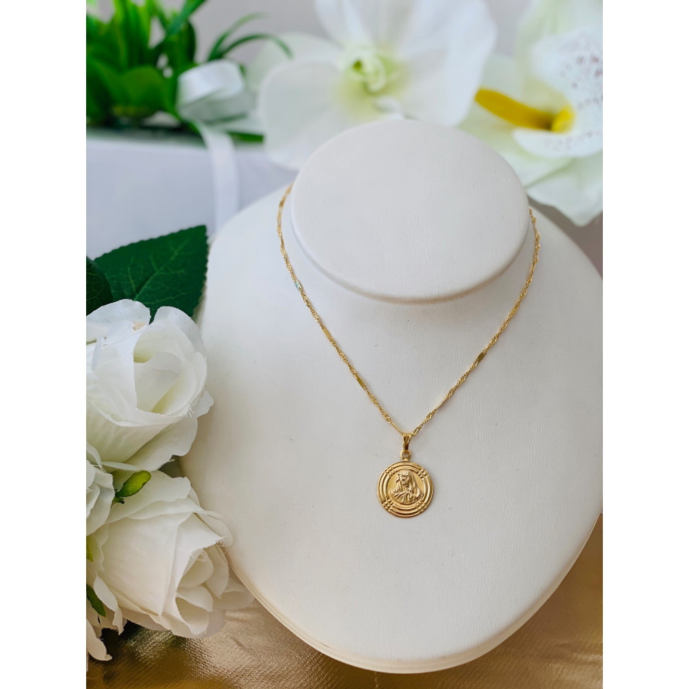 Złoty Medalik Zawieszka Matka Boska Madonna