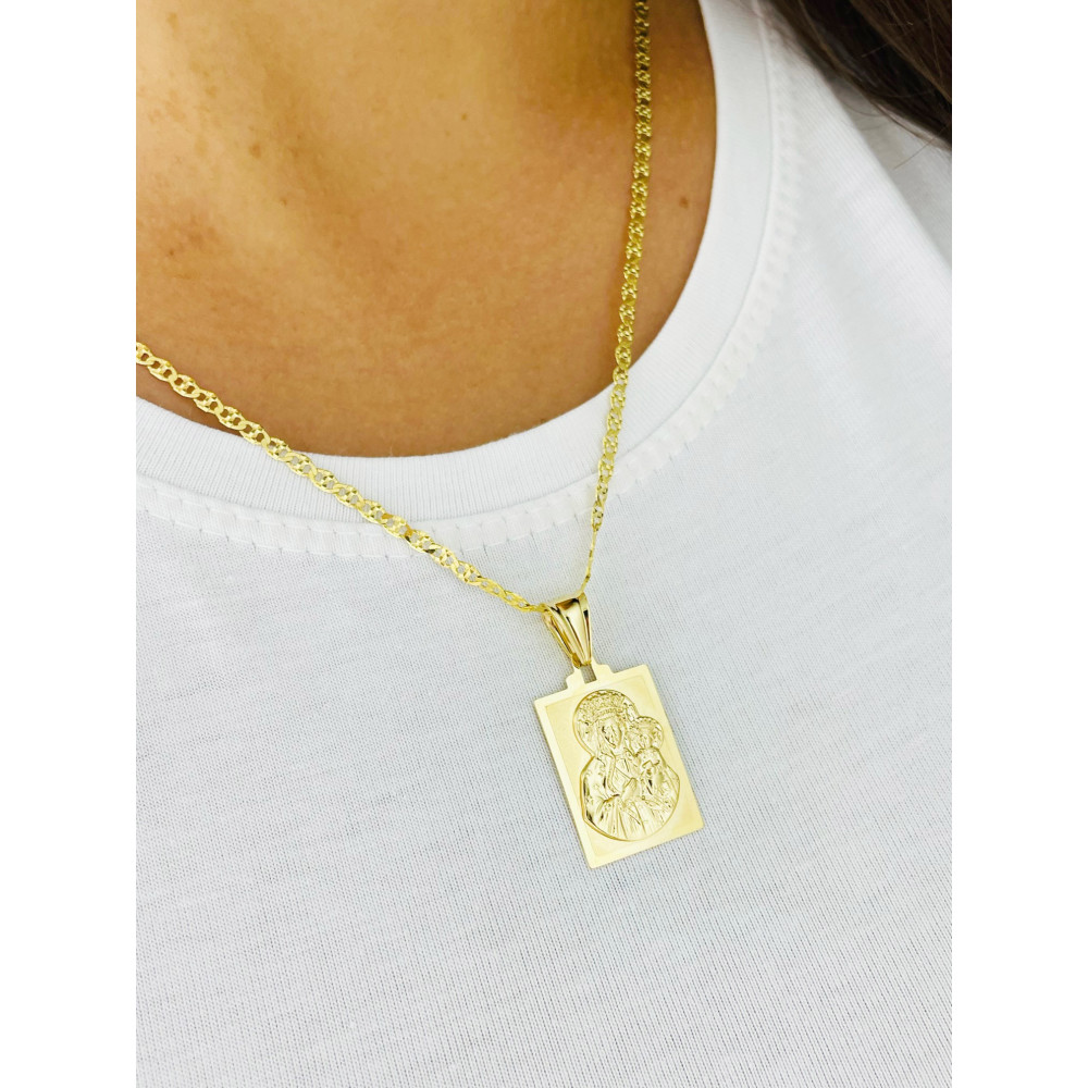 Złoty Medalik Zawieszka Matka Boska Częstochowska Chrzest Komunia