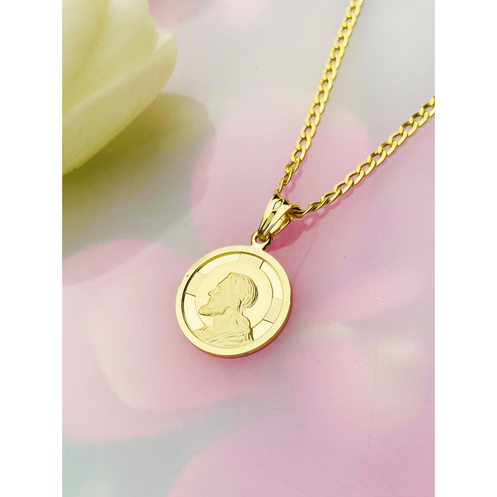 Złoty Medalik Zawieszka Pan Jezus Chrzest Komunia