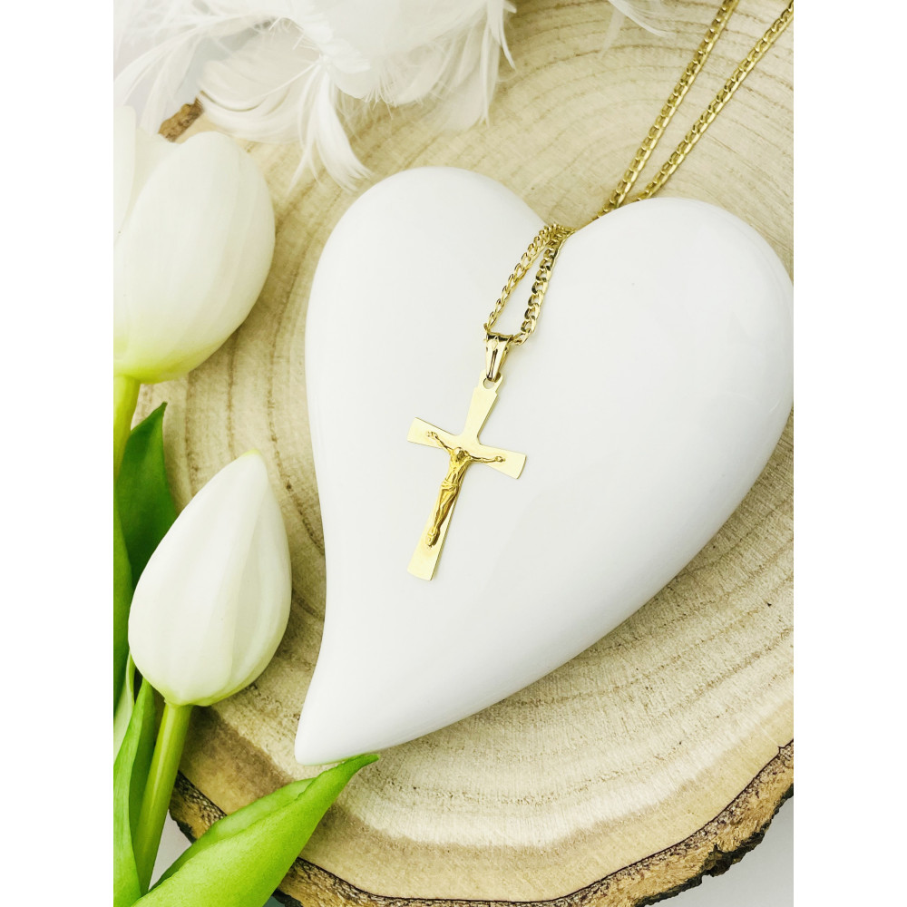 Goldanhänger Kettenanhänger Gold Anhänger Kreuz mit Jesus Goldkreuz Gelbgold 585er 14KT