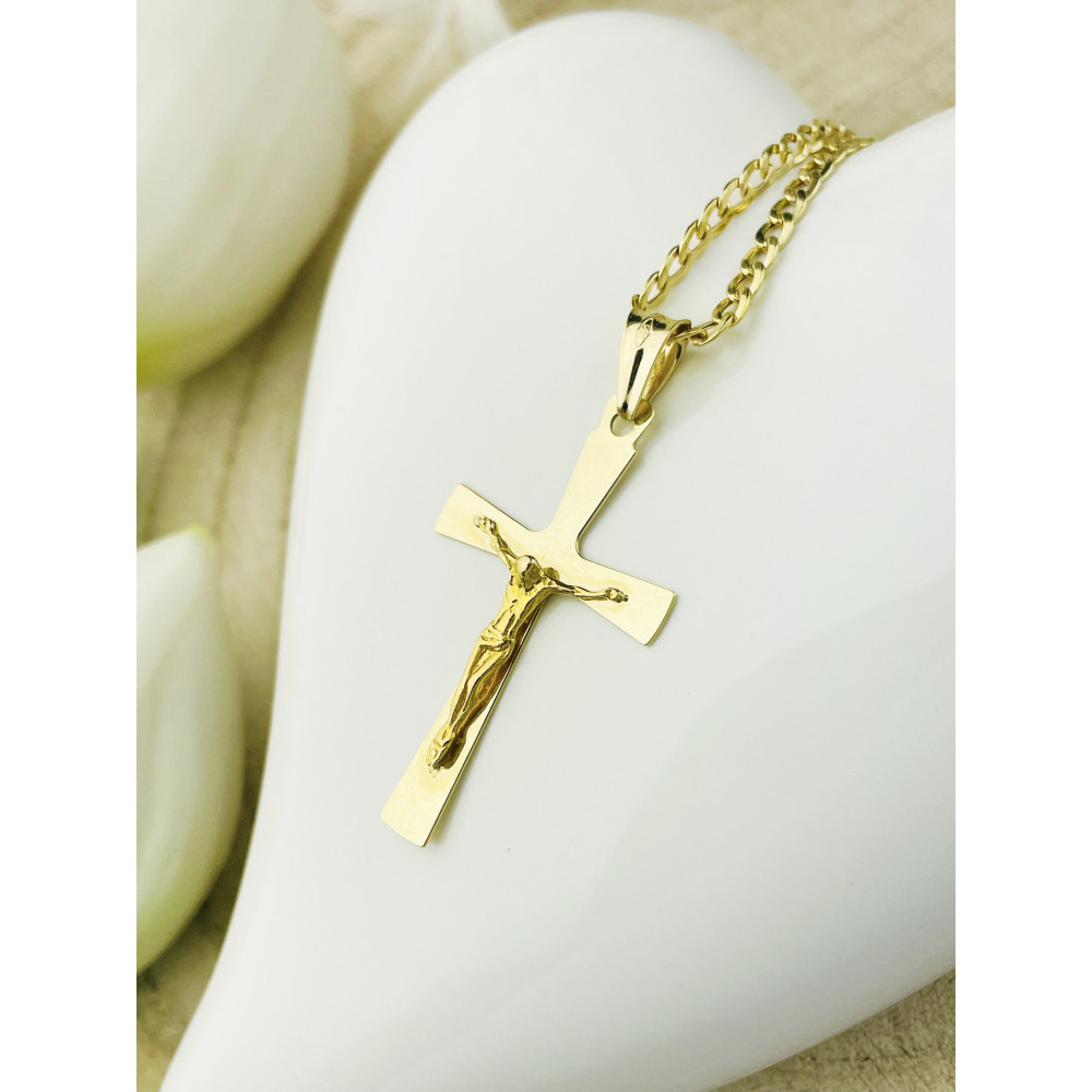 Goldanhänger Kettenanhänger Gold Anhänger Kreuz mit Jesus Goldkreuz Gelbgold 585er 14KT