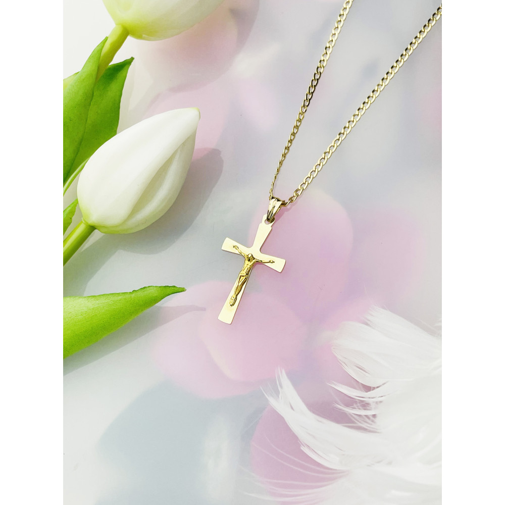 Goldanhänger Kettenanhänger Gold Anhänger Kreuz mit Jesus Goldkreuz Gelbgold 585er 14KT