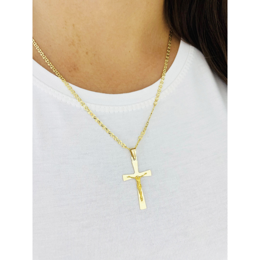 Goldanhänger Kettenanhänger Gold Anhänger Kreuz mit Jesus Goldkreuz Gelbgold 585er 14KT