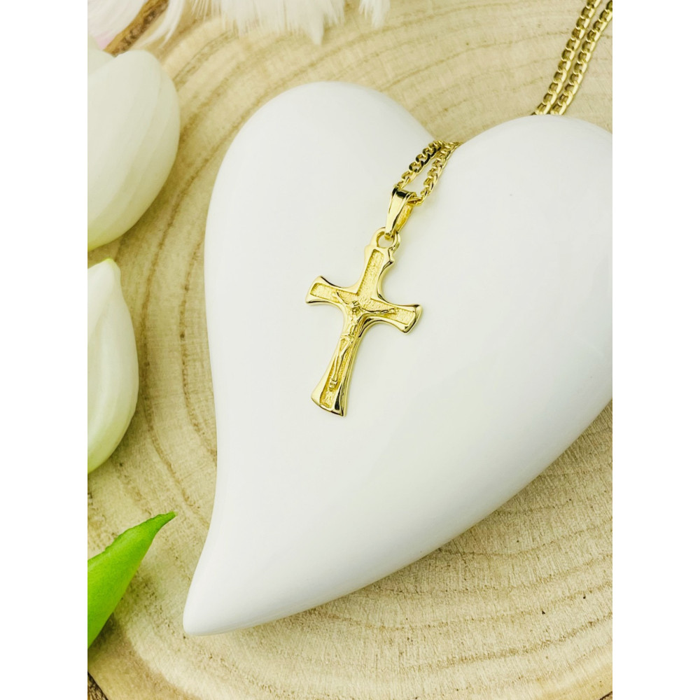 Goldanhänger Kettenanhänger Gold Anhänger Kreuz mit Jesus Goldkreuz Gelbgold 585er 14KT