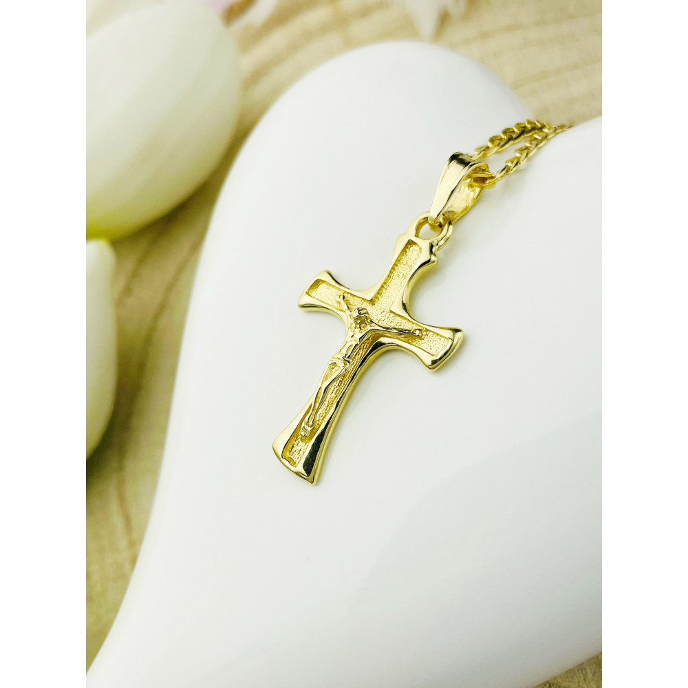 Goldanhänger Kettenanhänger Gold Anhänger Kreuz mit Jesus Goldkreuz Gelbgold 585er 14KT