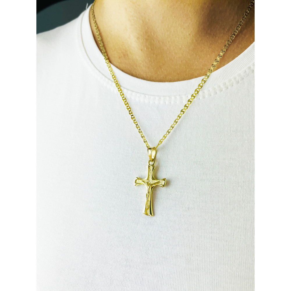 Goldanhänger Kettenanhänger Gold Anhänger Kreuz mit Jesus Goldkreuz Gelbgold 585er 14KT