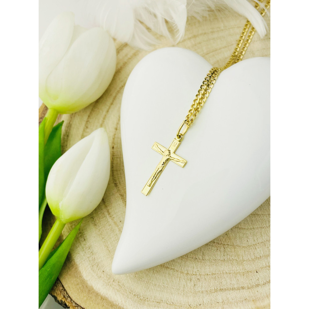 Goldanhänger Kettenanhänger Gold Anhänger Kreuz mit Jesus Goldkreuz Gelbgold 585er 14KT