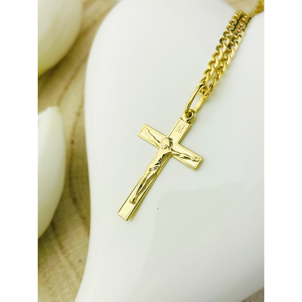 Goldanhänger Kettenanhänger Gold Anhänger Kreuz mit Jesus Goldkreuz Gelbgold 585er 14KT