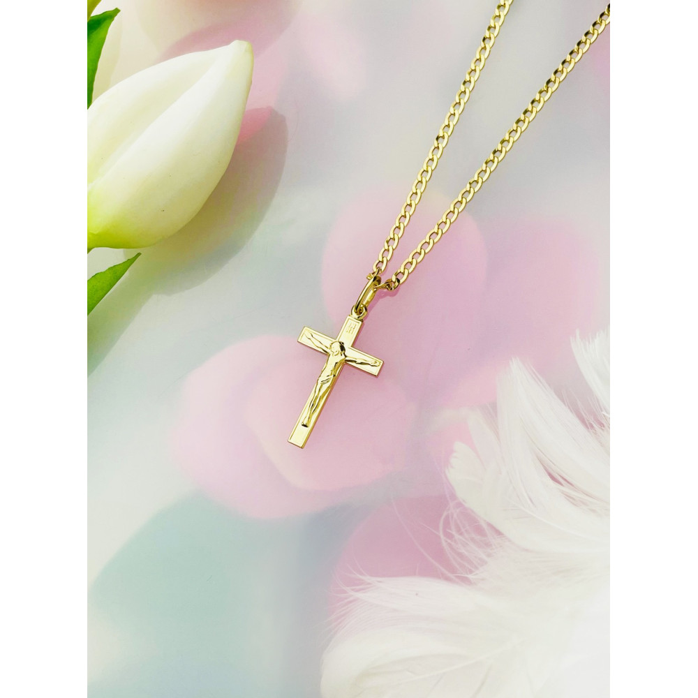 Goldanhänger Kettenanhänger Gold Anhänger Kreuz mit Jesus Goldkreuz Gelbgold 585er 14KT