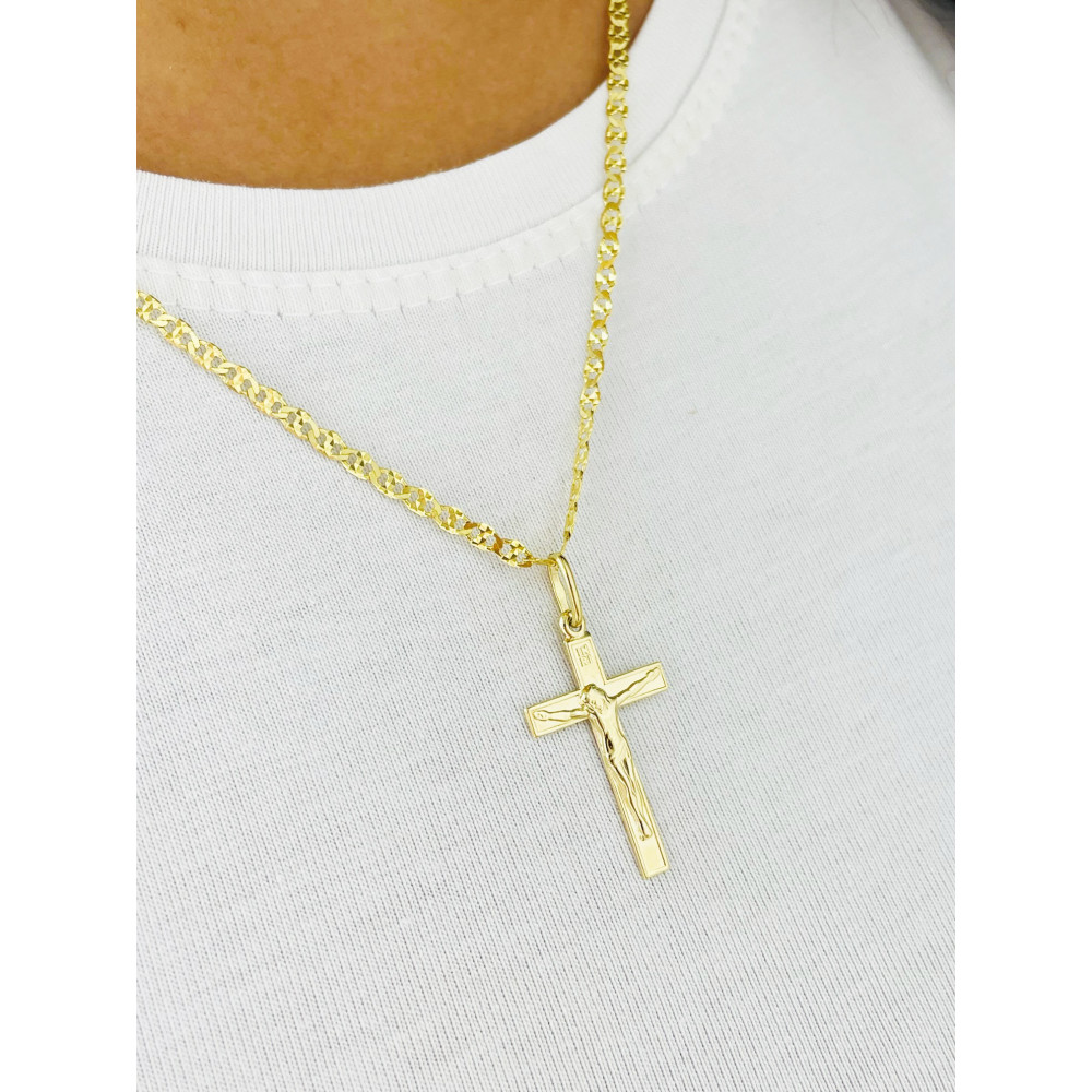 Goldanhänger Kettenanhänger Gold Anhänger Kreuz mit Jesus Goldkreuz Gelbgold 585er 14KT