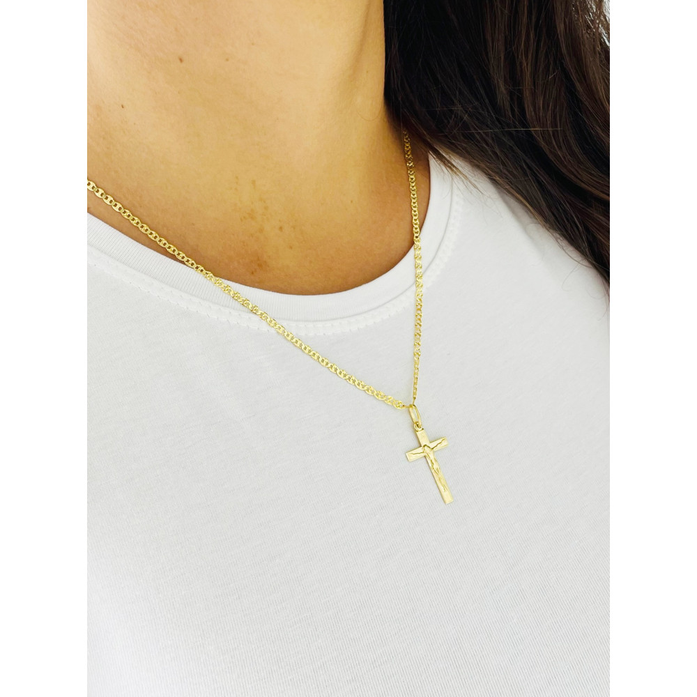 Goldanhänger Kettenanhänger Gold Anhänger Kreuz mit Jesus Goldkreuz Gelbgold 585er 14KT