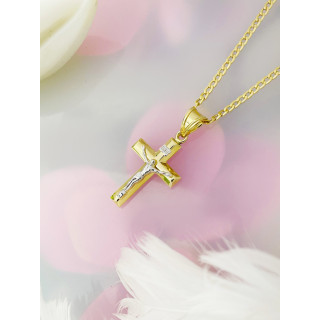 oldanhänger Kettenanhänger Kreuz Jesus Christus Goldkreuz Bicolor Gelbgold 585er 14KT