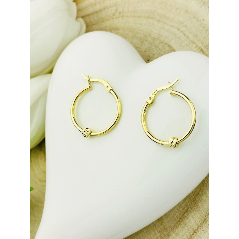 Kreis Creolen Ohrringe Ohrhänger Ohrstecker Ohrschmuck Paar Gelbgold 585er 14KT