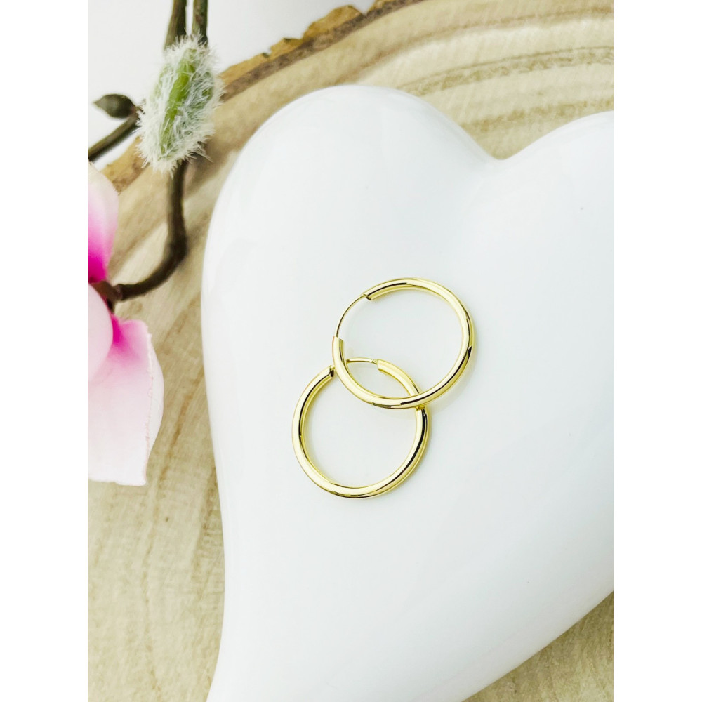 Kreis Creolen Ohrringe Ohrhänger Ohrstecker Ohrschmuck Paar Gelbgold 585er 14KT