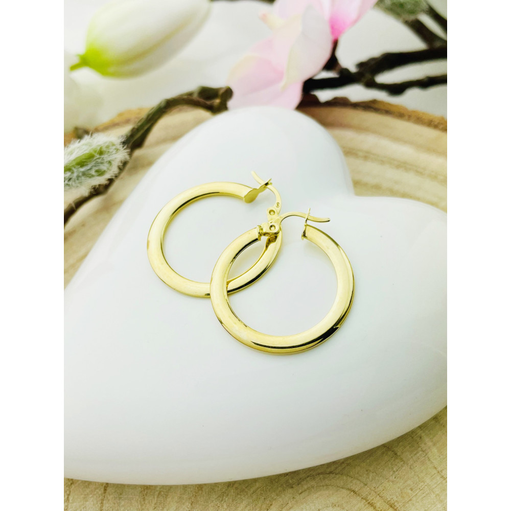 Kreis Creolen Ohrringe Ohrhänger Ohrstecker Ohrschmuck Paar Gelbgold 585er 14KT