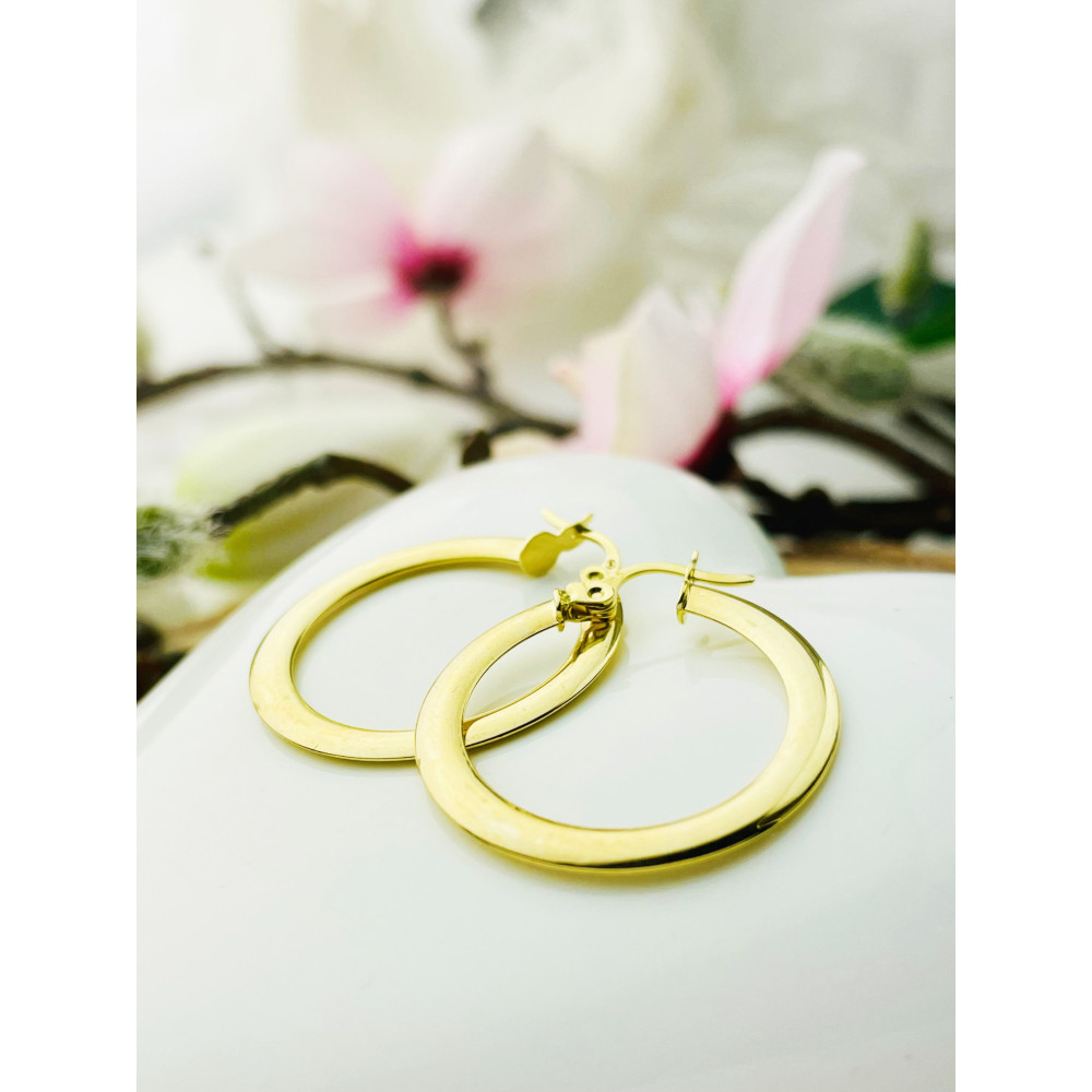 Kreis Creolen Ohrringe Ohrhänger Ohrstecker Ohrschmuck Paar Gelbgold 585er 14KT