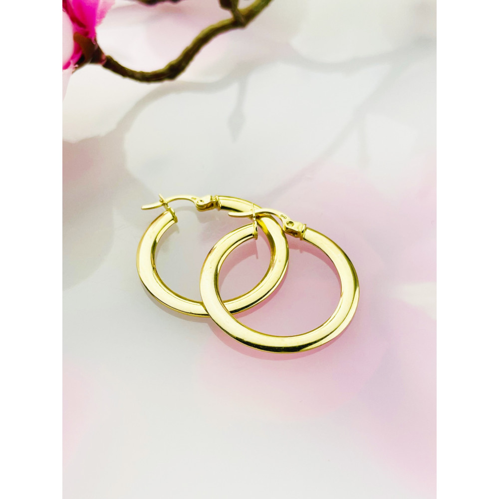 Kreis Creolen Ohrringe Ohrhänger Ohrstecker Ohrschmuck Paar Gelbgold 585er 14KT