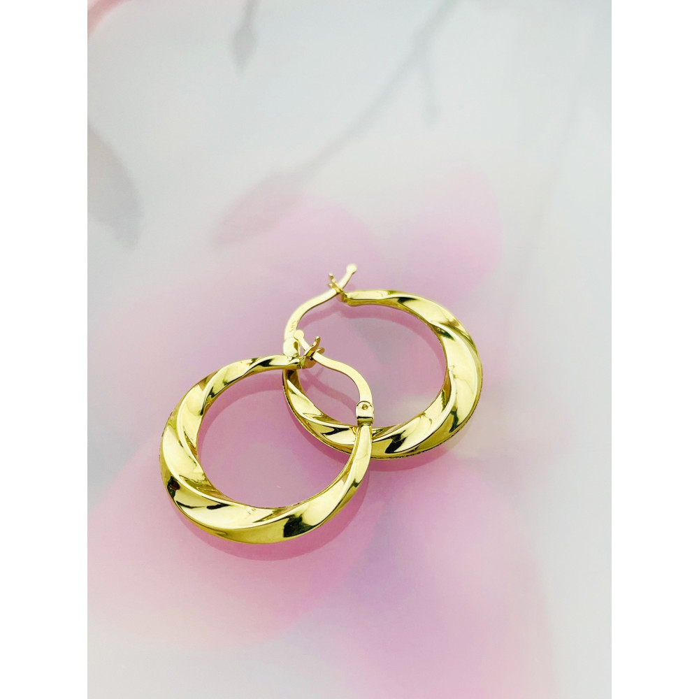 Welle Kreis Creolen Ohrringe Ohrhänger Ohrstecker Ohrschmuck Paar Gelbgold 585er 14KT