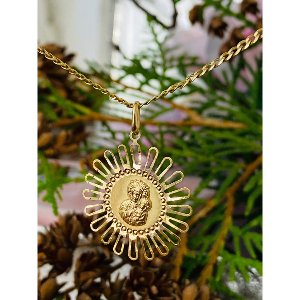 Złoty Medalik Zawieszka Matka Boska Częstochowska