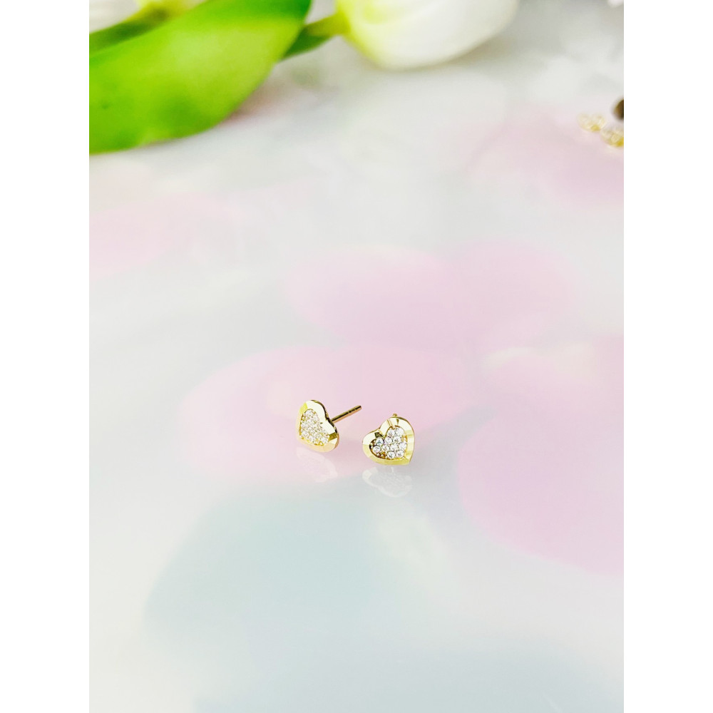 Herz Ohrringe Ohrhänger mit Zirkonia Ohrstecker Ohrschmuck Gelbgold Paar 585er 14KT