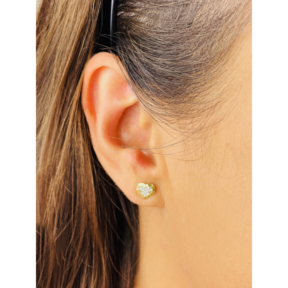 Herz Ohrringe Ohrhänger mit Zirkonia Ohrstecker Ohrschmuck Gelbgold Paar 585er 14KT