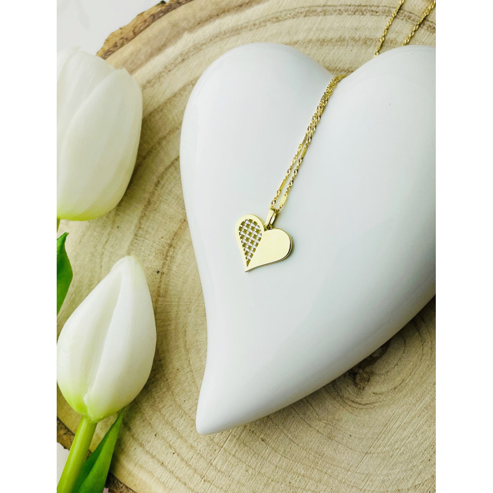 Anhänger Herz Kettenanhänger Gelbgold mit Zirkonia Goldanhänger 585er 14KT