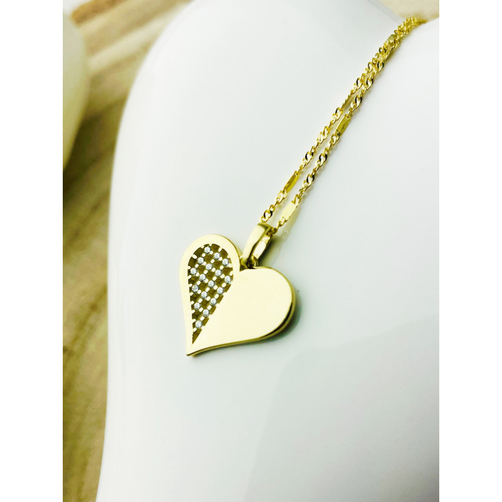 Anhänger Herz Kettenanhänger Gelbgold mit Zirkonia Goldanhänger 585er 14KT
