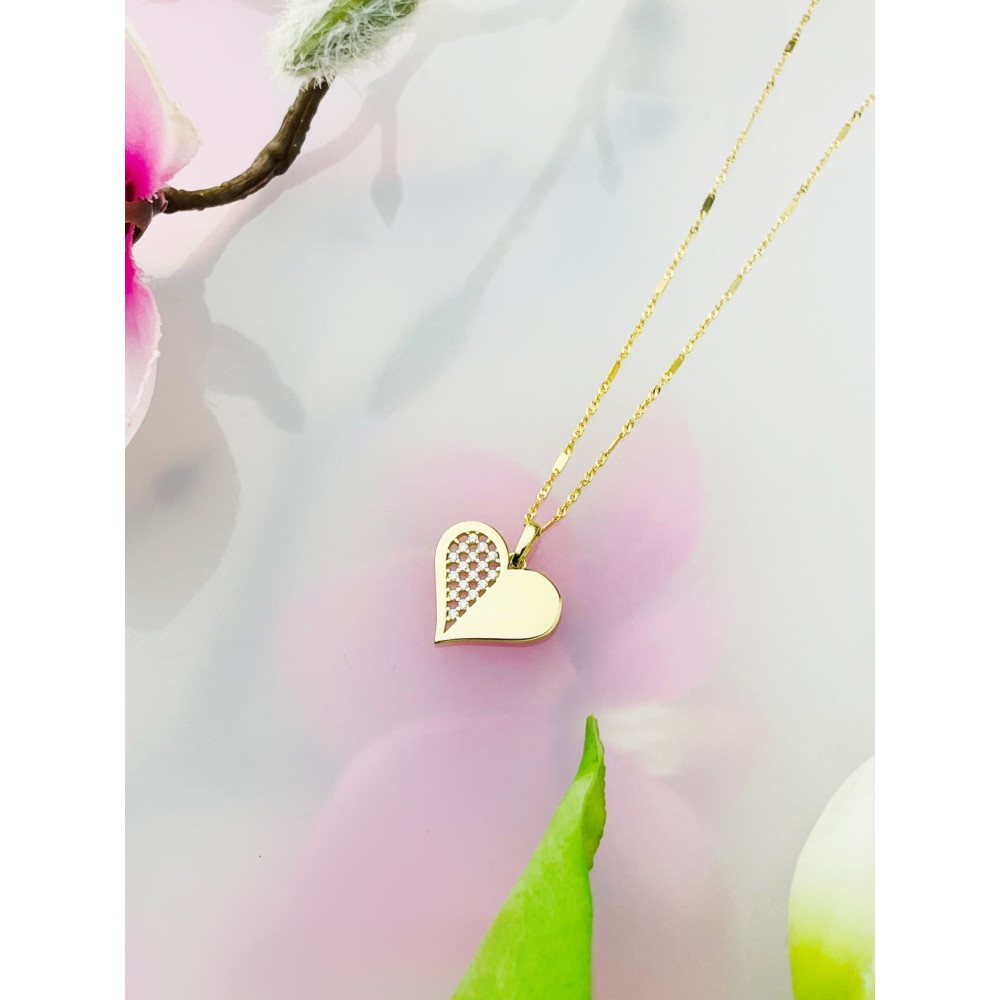 Anhänger Herz Kettenanhänger Gelbgold mit Zirkonia Goldanhänger 585er 14KT