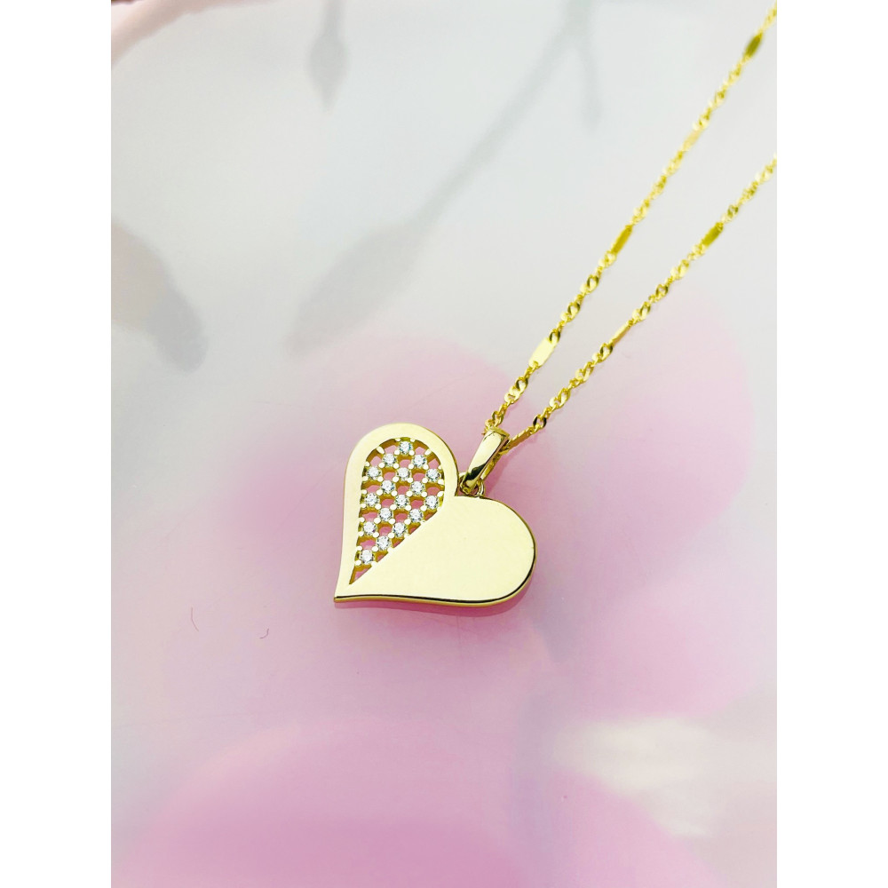 Anhänger Herz Kettenanhänger Gelbgold mit Zirkonia Goldanhänger 585er 14KT