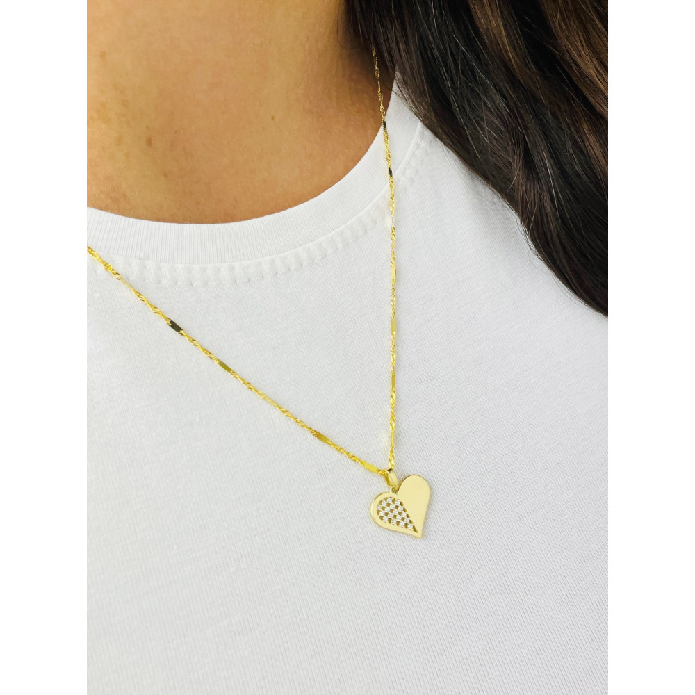 Anhänger Herz Kettenanhänger Gelbgold mit Zirkonia Goldanhänger 585er 14KT