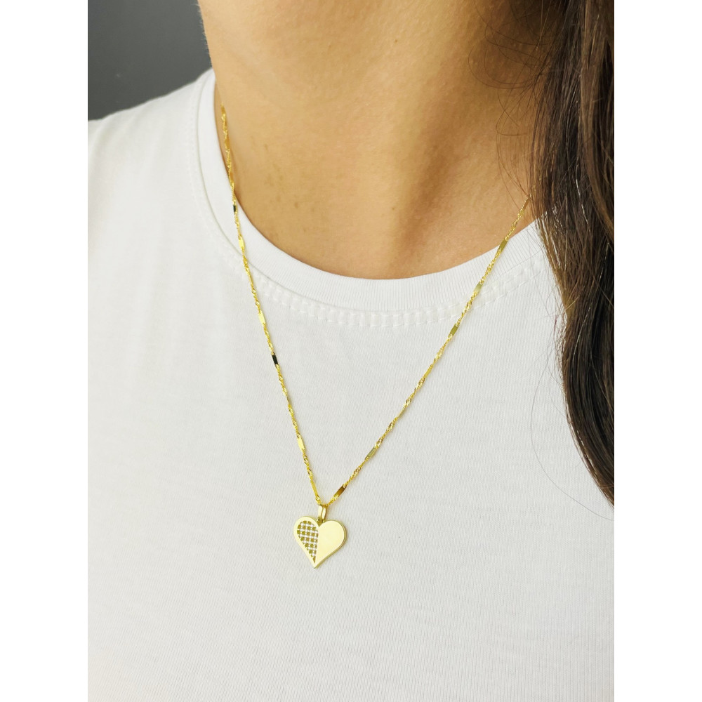 Anhänger Herz Kettenanhänger Gelbgold mit Zirkonia Goldanhänger 585er 14KT