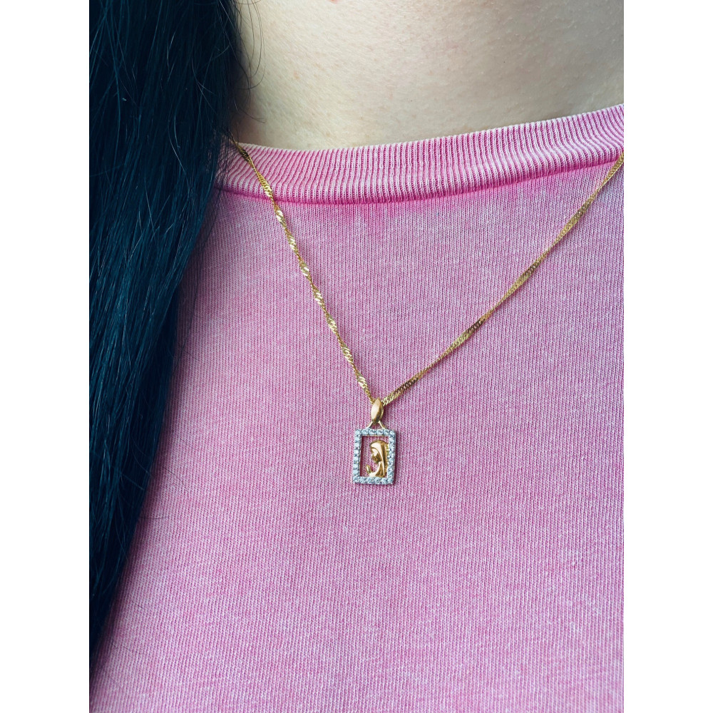 Złoty Medalik Zawieszka Matka Boska Madonna