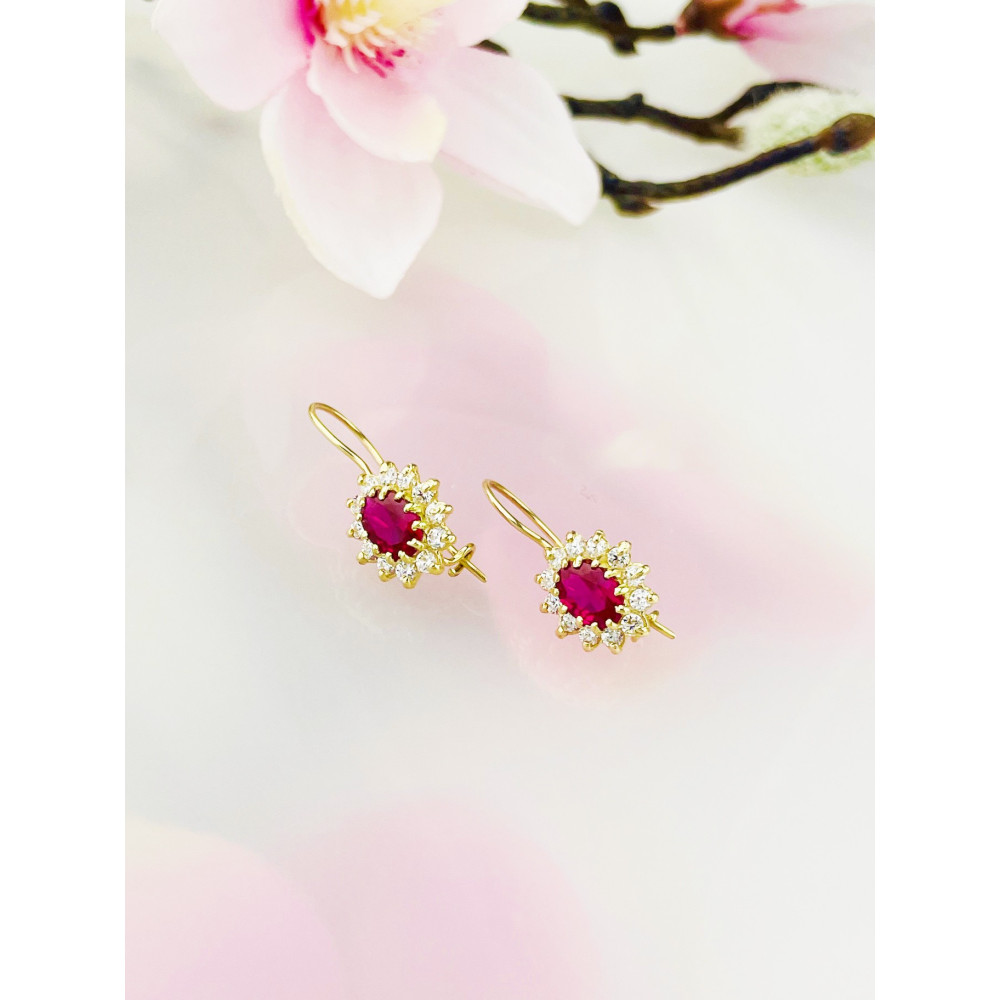 Ohrringe Ohrhänger mit Zirkonia Ohrstecker Ohrschmuck Paar Gelbgold 585er 14KT