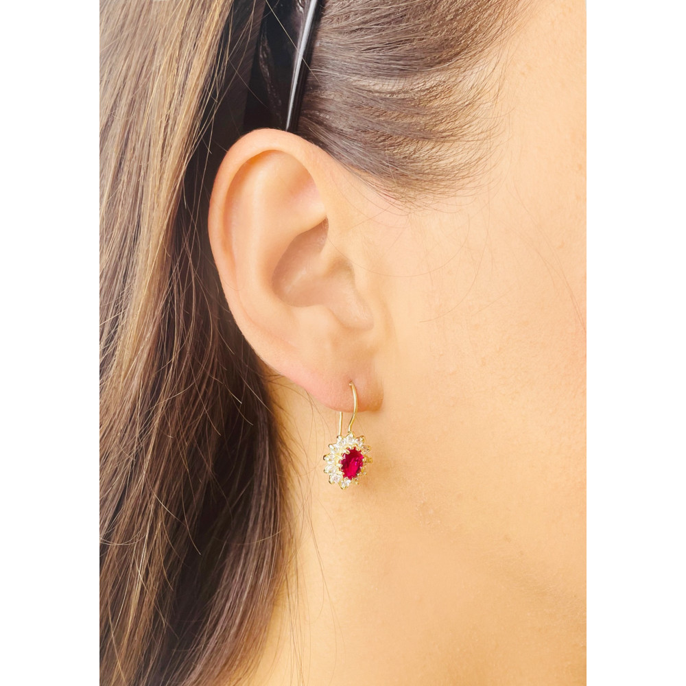 Ohrringe Ohrhänger mit Zirkonia Ohrstecker Ohrschmuck Paar Gelbgold 585er 14KT