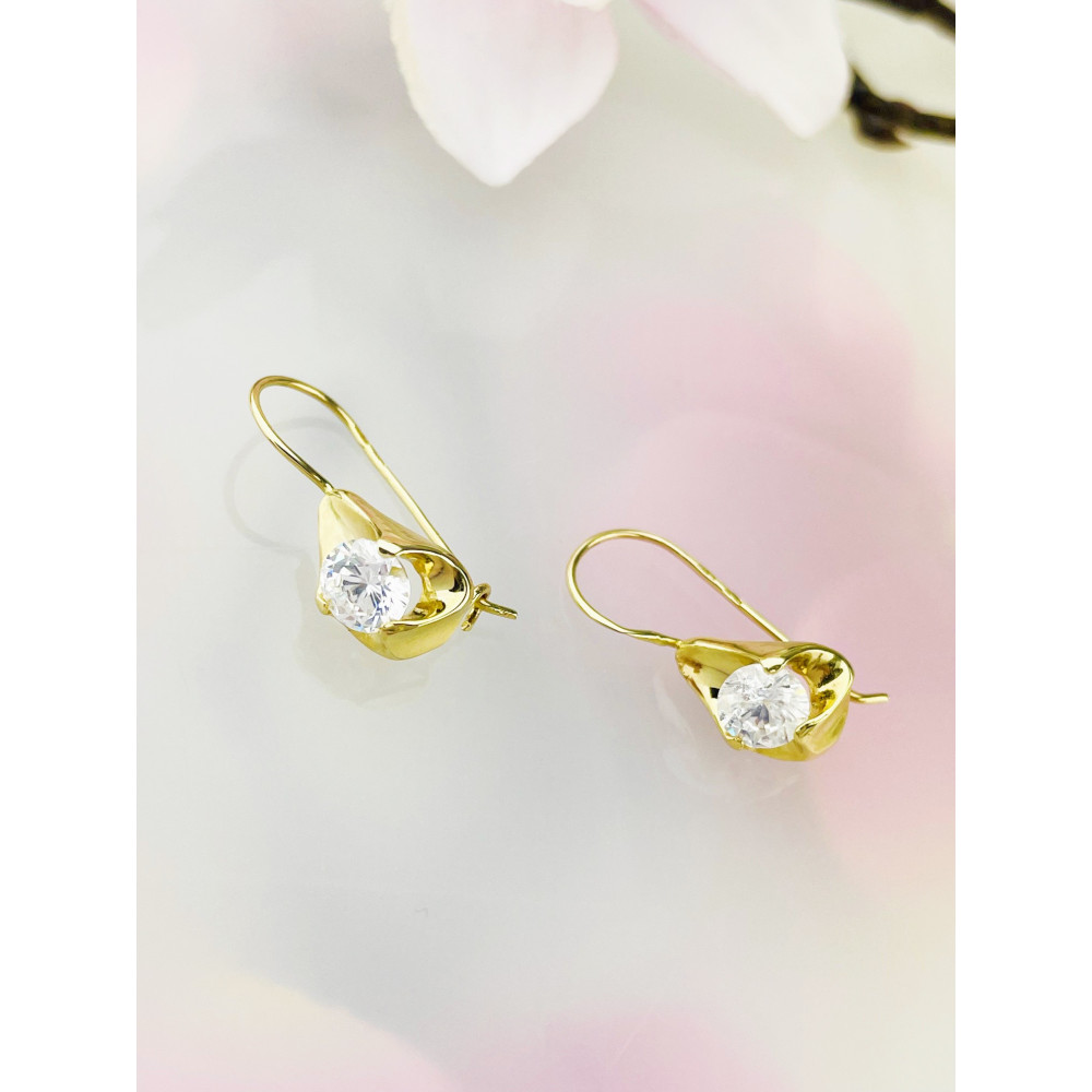 Tropfen Gold Ohrringe mit Zirkonia Ohrhänger Ohrstecker Ohrschmuck Paar Gelbgold