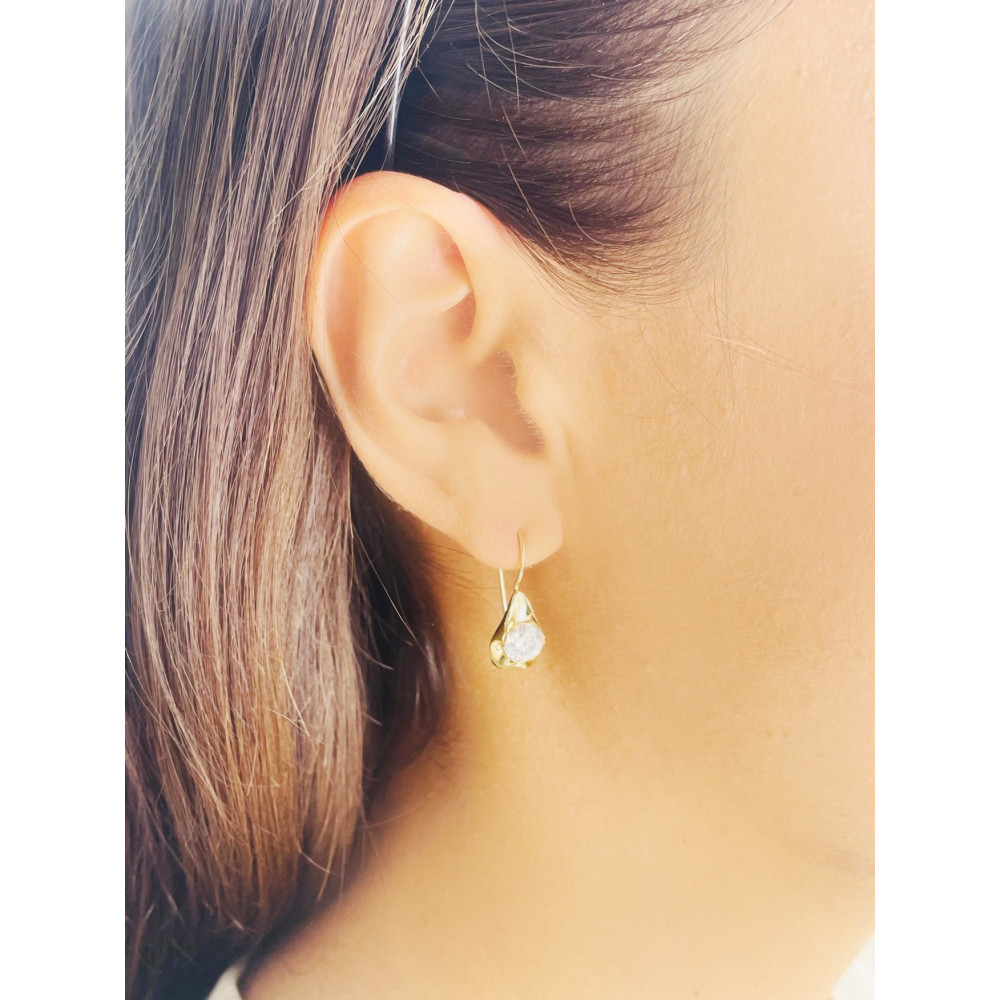 Tropfen Gold Ohrringe mit Zirkonia Ohrhänger Ohrstecker Ohrschmuck Paar Gelbgold