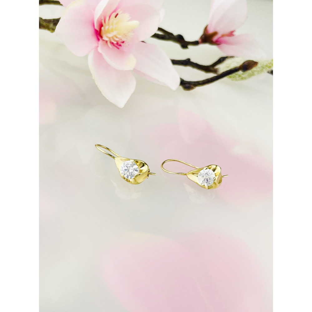 Tropfen Gold Ohrringe mit Zirkonia Ohrhänger Ohrstecker Ohrschmuck Paar Gelbgold